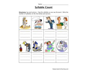 Career Words Syllable Worksheet