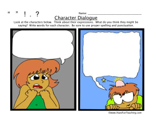 Cartoon Character Dialogue Worksheet