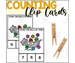 Cat Counting to 10 Clip Cards with Cake