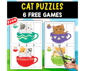 CAT PUZZLES | 6 FREE EXERCISES CUT-OUT