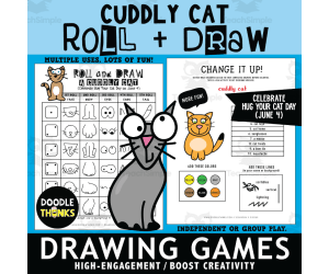Cat Roll and Draw Games | Hug Your Cat Day June Art Activity