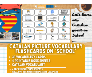 Catalan Picture Vocabulary Flashcards - School