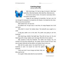 Catching Bugs - Reading Comprehension Worksheet