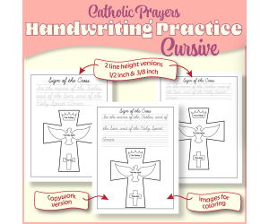 Catholic Prayer Copywork: Cursive Tracing and Writing