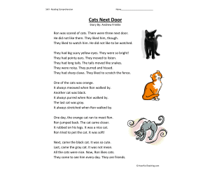 Cats Next Door - Reading Comprehension Worksheet