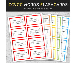 CCVCC Words Tracing Flashcards: Short Vowels (A E I O U), CCVCC Words List