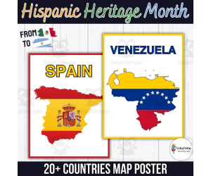 Celebrate Hispanic Heritage Month: With Countries Maps Posters