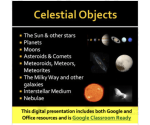 Celestial Objects - Entities in Space - Google Slides and PowerPoint Lesson