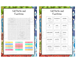 Cell Parts and Functions word search, scramble and crossword puzzle