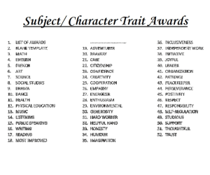Certificate of Achievements: Subject and Character Trait Awards!