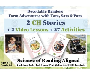 CH: 2 Decodable Reading Books + 2 Video Lessons + 27  Worksheets SOR