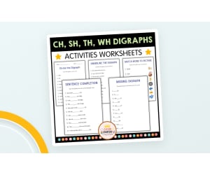 CH, SH, TH, WH Digraphs – 6 Phonics Worksheets