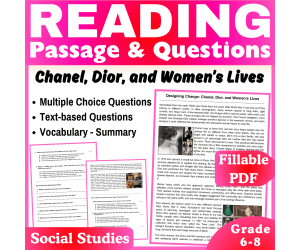 Chanel, Dior, and Women's Lives: Social Studies Passage (Fillable PDF)