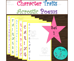 Character Traits Acrostic Poems Set 1