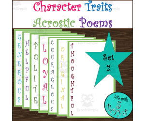 Character Traits Acrostic Poems Set 2