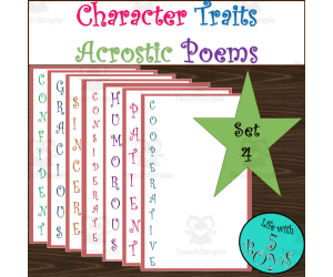 Character Traits Acrostic Poems Set 4