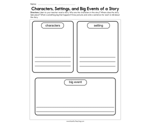 Characters, Setting & Big Events Worksheet