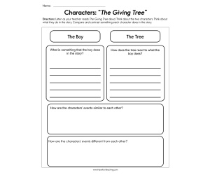 Characters The Giving Tree Worksheet
