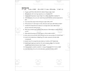 Chemistry Practice: Ideal Gas Law