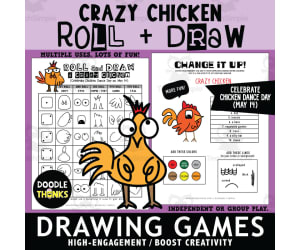 Chicken Roll and Draw Games |  Chicken Dance Day May  Art Activity