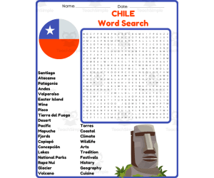 CHILE No Prep Word Search Puzzle Worksheet Activity