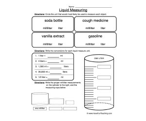 Choosing Milliliter or Liter Worksheet