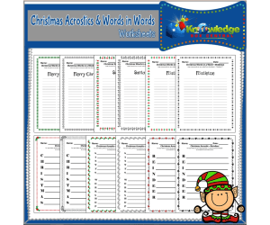 Christmas Acrostics and Words in Words Worksheets - EBOOK