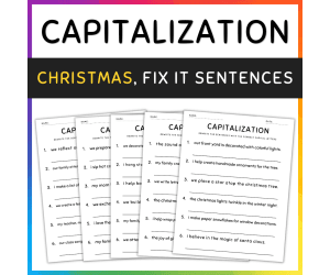 Christmas Capitalization Worksheets Fix the Sentences Grammar Practice