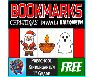 Christmas, Diwali, & Halloween Bookmarks Making Activity