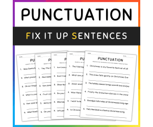 Christmas Punctuation Worksheets Fix the Sentences Grammar Practice