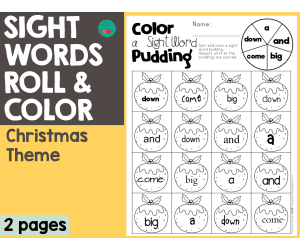 Christmas Sight Words Roll & Color