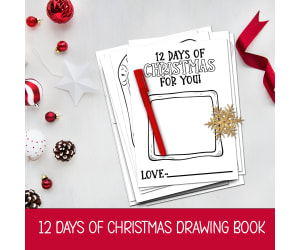 Christmas Templates, 12 Days of Xmas Drawing Book DIY Holiday Coloring