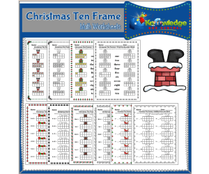 Christmas Ten Frame Math Worksheets - EBOOK