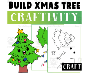 Christmas Tree craft Worksheet Activities, Build A Christmas Tree