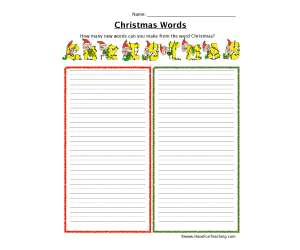 Christmas Words Worksheet
