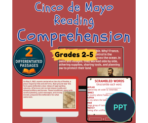 Cinco de Mayo Reading Comprehension Passages and Questions PowerPoints