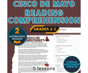 Cinco de Mayo Reading Comprehension Passages Formal Assessments