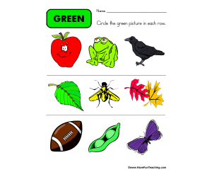 Circling Examples of Green Worksheet