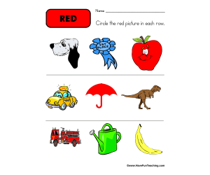 Circling Examples of Red Worksheet