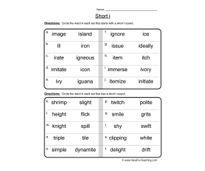 Circling Short I Words Worksheet