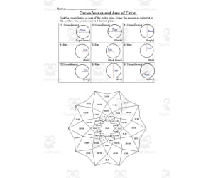 Circumference and Area of Circles Color by Number Activity