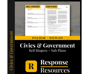 Civics Bell Ringers FULL YEAR + Emergency Sub Plans Bundle, Gr 8-12