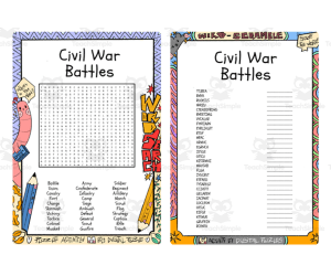 Civil War Battles word search and word scramble