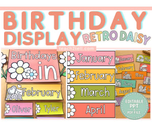 Classroom Birthday Display Editable Birthday Board & Birthday Chart