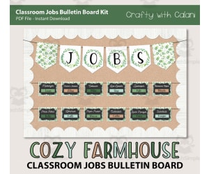Classroom Bulletin Board: Job Sign in Farmhouse Theme