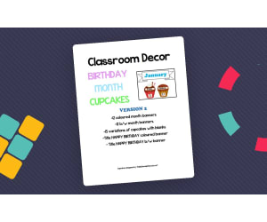 Classroom Decor: Birthday Month Cupcakes Version 2