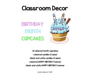 Classroom Decor: Birthday Month Cupcakes