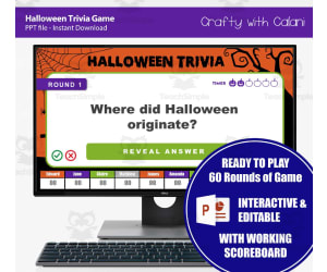 Classroom Interactive Game : Halloween Trivia PowerPoint Game