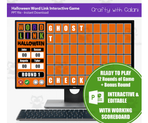 Classroom Interactive Game : Halloween Word Link PowerPoint Game