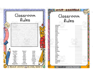 Classroom Rules word search and word scramble
